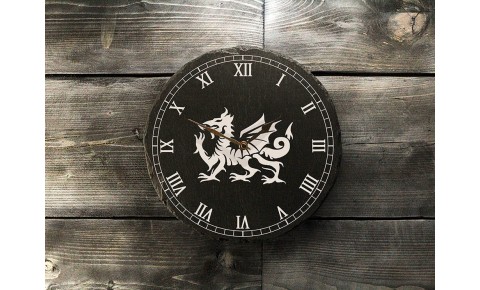 Welsh Slate Wall Clock | Dragon with Roman Numerals 